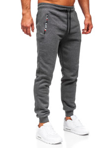 Antracytowe spodnie męskie joggery dresowe Denley JX6007