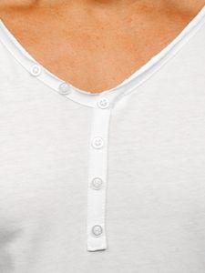 Biała bez nadruku koszulka męska w serek Bolf 4049