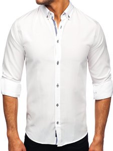 Biała koszula męska z długim rękawem Bolf 20717