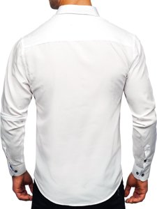 Biała koszula męska z długim rękawem Bolf 20719