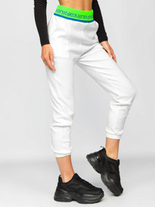 Białe spodnie dresowe damskie Denley H1007A