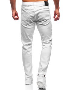 Białe spodnie jeansowe męskie regular fit Denley 4021-1
