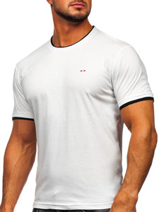 Biały t-shirt męski bez nadruku Denley 14316