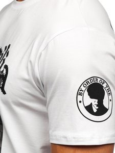 Biały t-shirt męski z aplikacjami Bolf 21004
