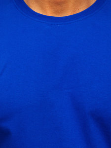 Chabrowy bawełniany T-shirt męski bez nadruku Bolf 192397