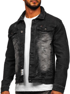 Czarna jeansowa kurtka męska Denley MJ525N