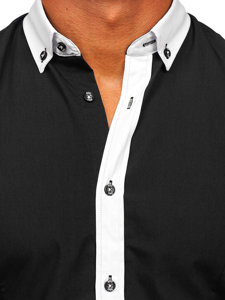 Czarna koszula męska elegancka z długim rękawem Bolf 21750