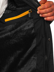 Czarna pikowana kurtka męska zimowa Denley 22M56