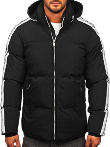 Czarna pikowana kurtka męska zimowa Denley 9979