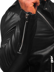 Czarna ramoneska kurtka skórzana męska Denley 11Z8014-A
