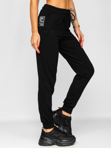 Czarne spodnie dresowe damskie Denley VE34
