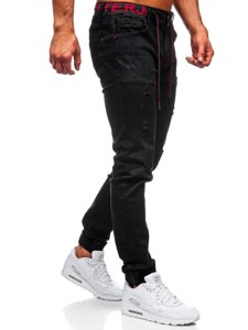 Czarne spodnie jeansowe joggery męskie Denley 60025W0