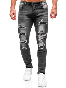 Czarne spodnie jeansowe męskie regular fit Denley MP0072N