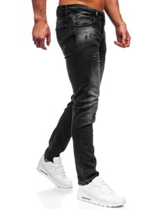 Czarne spodnie jeansowe męskie regular fit Denley R914