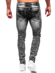 Czarne spodnie jeansowe męskie slim fit Denley E7820