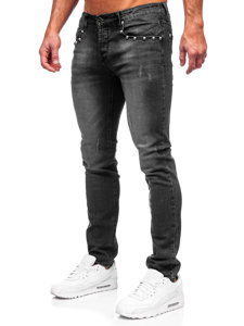 Czarne spodnie jeansowe męskie slim fit Denley MP0057N