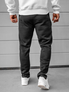 Czarne spodnie męskie dresowe Denley JX6209A