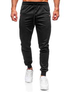 Czarne spodnie męskie joggery dresowe Denley JX5001