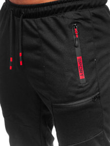 Czarne spodnie męskie joggery dresowe Denley K10353