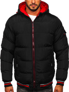 Czarno-czerwona dwustronna pikowana kurtka męska zimowa Denley 7410