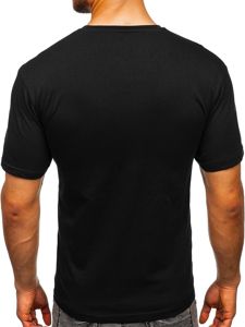Czarny T-shirt męski z nadrukiem Denley 14315
