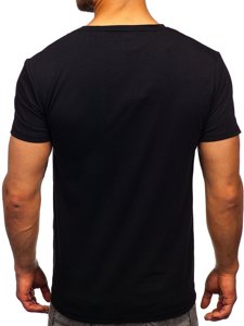 Czarny T-shirt męski z nadrukiem Denley Y70013