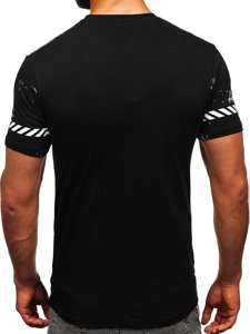Czarny bawełniany t-shirt męski z nadrukiem Bolf 11003