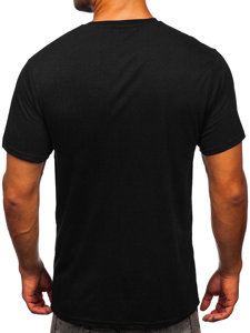 Czarny t-shirt męski z nadrukiem Denley 14476
