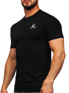 Czarny t-shirt męski z nadrukiem Denley MT3049