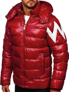 Czerwona pikowana kurtka męska zimowa Denley 9981