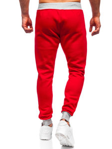 Czerwone spodnie męskie joggery dresowe Denley K10001