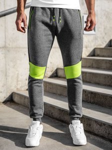 Grafitowe joggery dresowe spodnie męskie Denley K10019