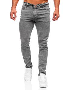 Grafitowe spodnie jeansowe męskie slim fit Denley 6187