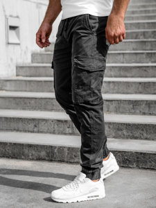 Grafitowe spodnie joggery bojówki męskie Denley CT6710SO