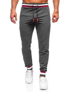 Grafitowe spodnie męskie joggery dresowe Denley 7034