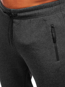 Grafitowe spodnie męskie joggery dresowe Denley JX6205