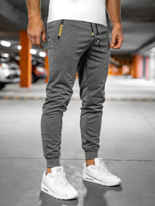 Grafitowe spodnie męskie joggery dresowe Denley K10350