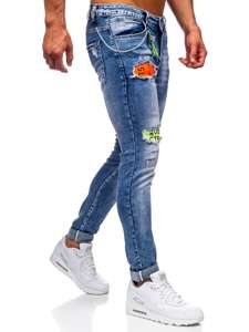 Granatowe jeansowe spodnie męskie slim fit Denley 85002S0