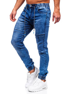 Granatowe joggery spodnie jeansowe męskie Denley TF132