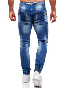 Granatowe spodnie jeansowe joggery męskie Denley RT50167S0