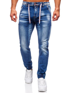Granatowe spodnie jeansowe joggery męskie Denley RT50167S0