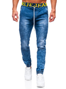 Granatowe spodnie jeansowe joggery męskie Denley TF113
