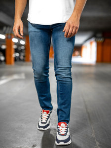 Granatowe spodnie jeansowe męskie slim fit Denley 6528