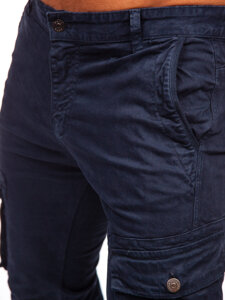Granatowe spodnie materiałowe joggery bojówki męskie Denley JM5502
