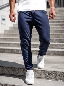 Granatowe spodnie męskie joggery dresowe Denley K10338