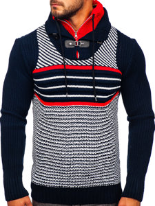 Granatowy gruby sweter męski ze stójką Denley 2000