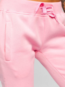 Jasnoróżowe spodnie dresowe damskie Denley CK-01