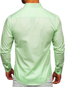 Jasnozielona koszula męska z długim rękawem Bolf 20716
