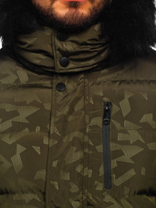 Khaki pikowana kurtka męska zimowa Denley 27M8109