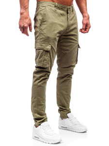 Khaki spodnie materiałowe bojówki męskie Denley J700